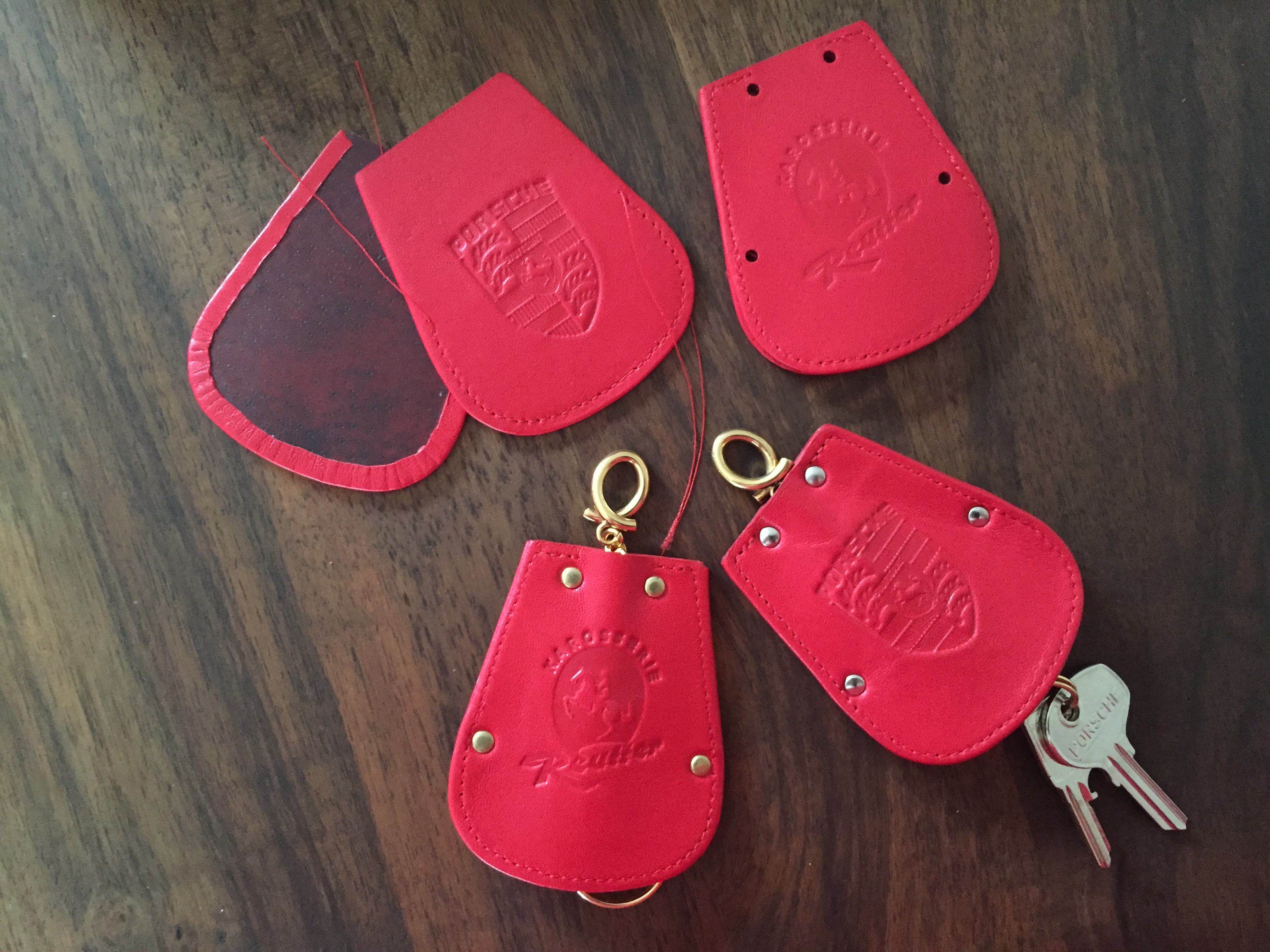 Original PORSCHE- KAROSSERIE REUTTER Schlüsselmäppchen- Keyfob- braunes Leder