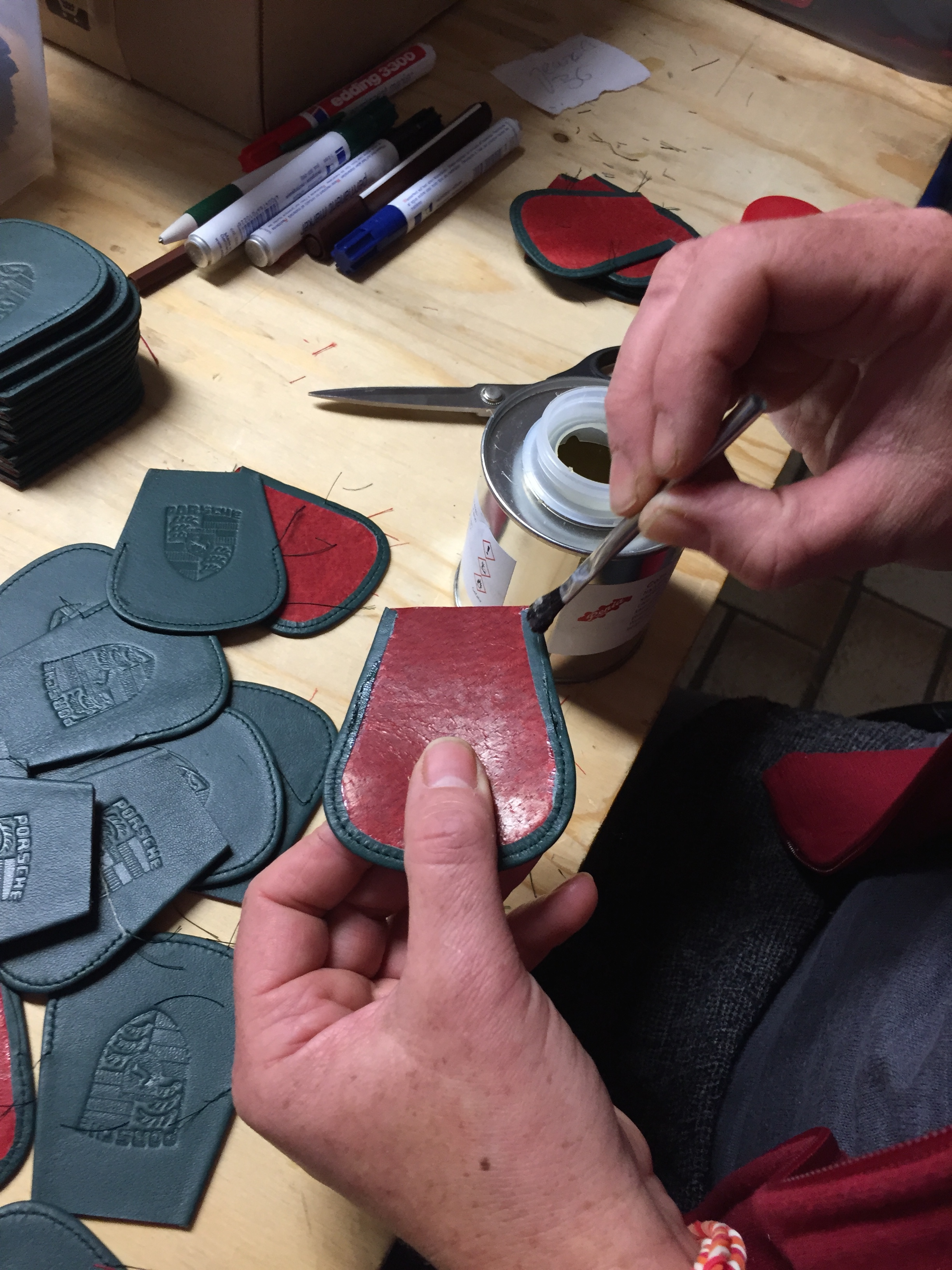 Original PORSCHE- KAROSSERIE REUTTER Schlüsselmäppchen- Keyfob- braunes Leder