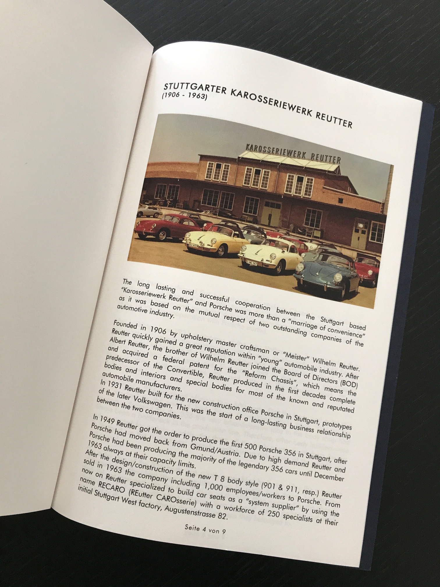 Karosserie Reutter Auslieferungsbescheinigung