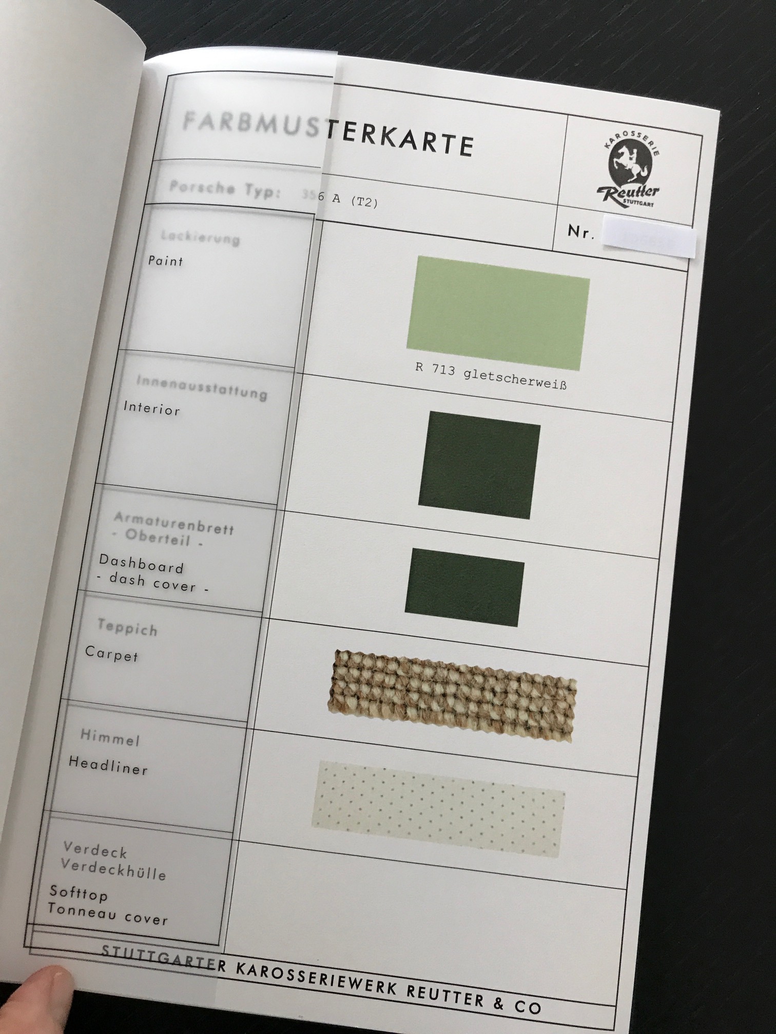 Karosserie Reutter Auslieferungsbescheinigung